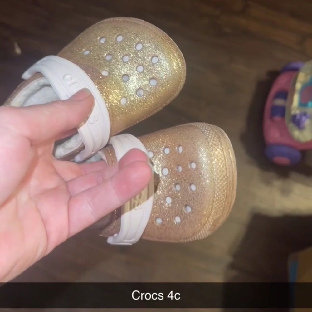 Gold Glitter Kids Sherpa Lined Crocs